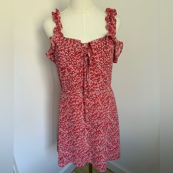 Pink and White Ruffled Mini Sundress - Picture 1 of 6